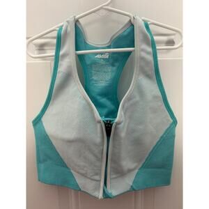Women's Avia size XL zip up sports bra teal and white